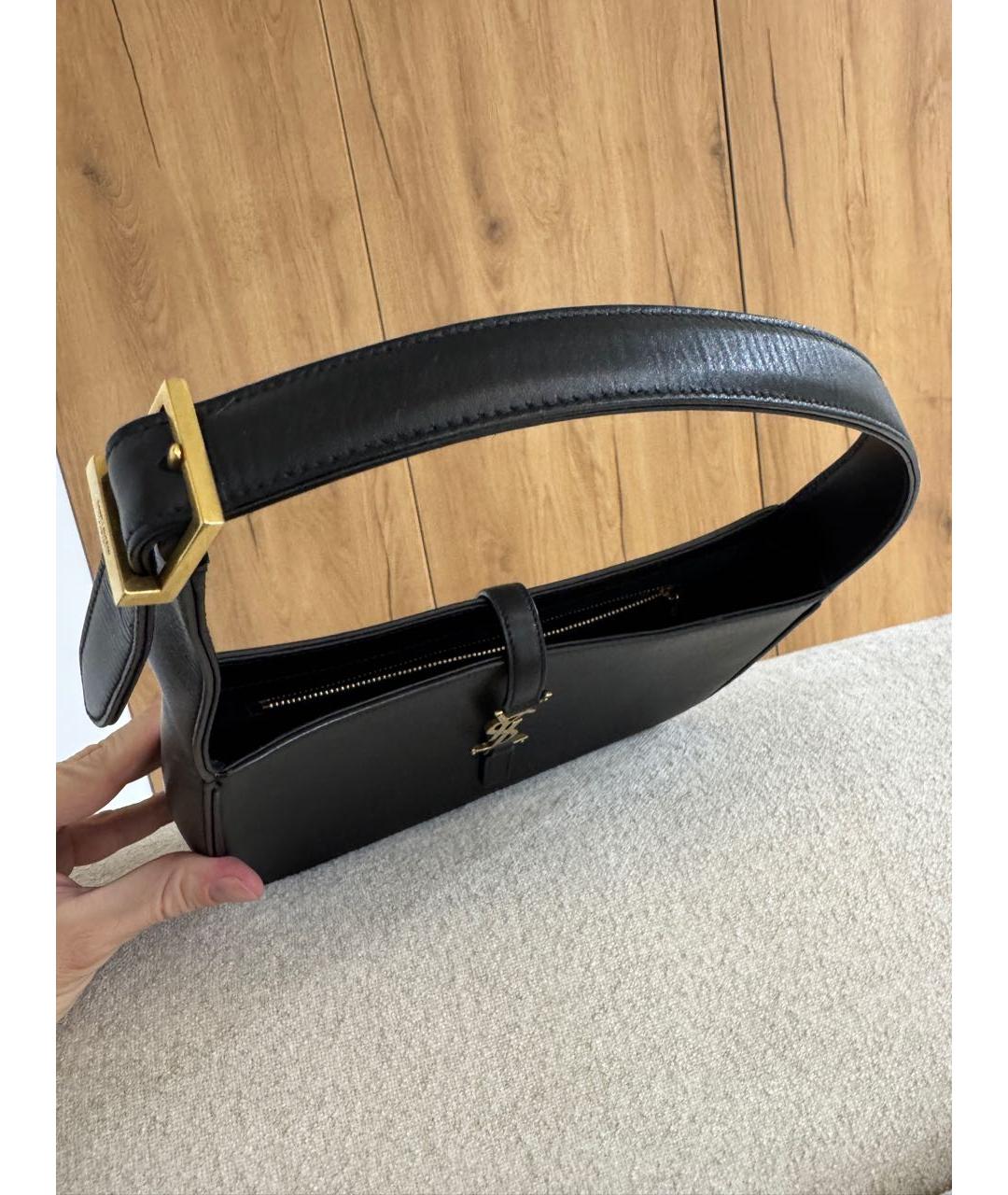 SAINT LAURENT Черная кожаная сумка с короткими ручками, фото 4