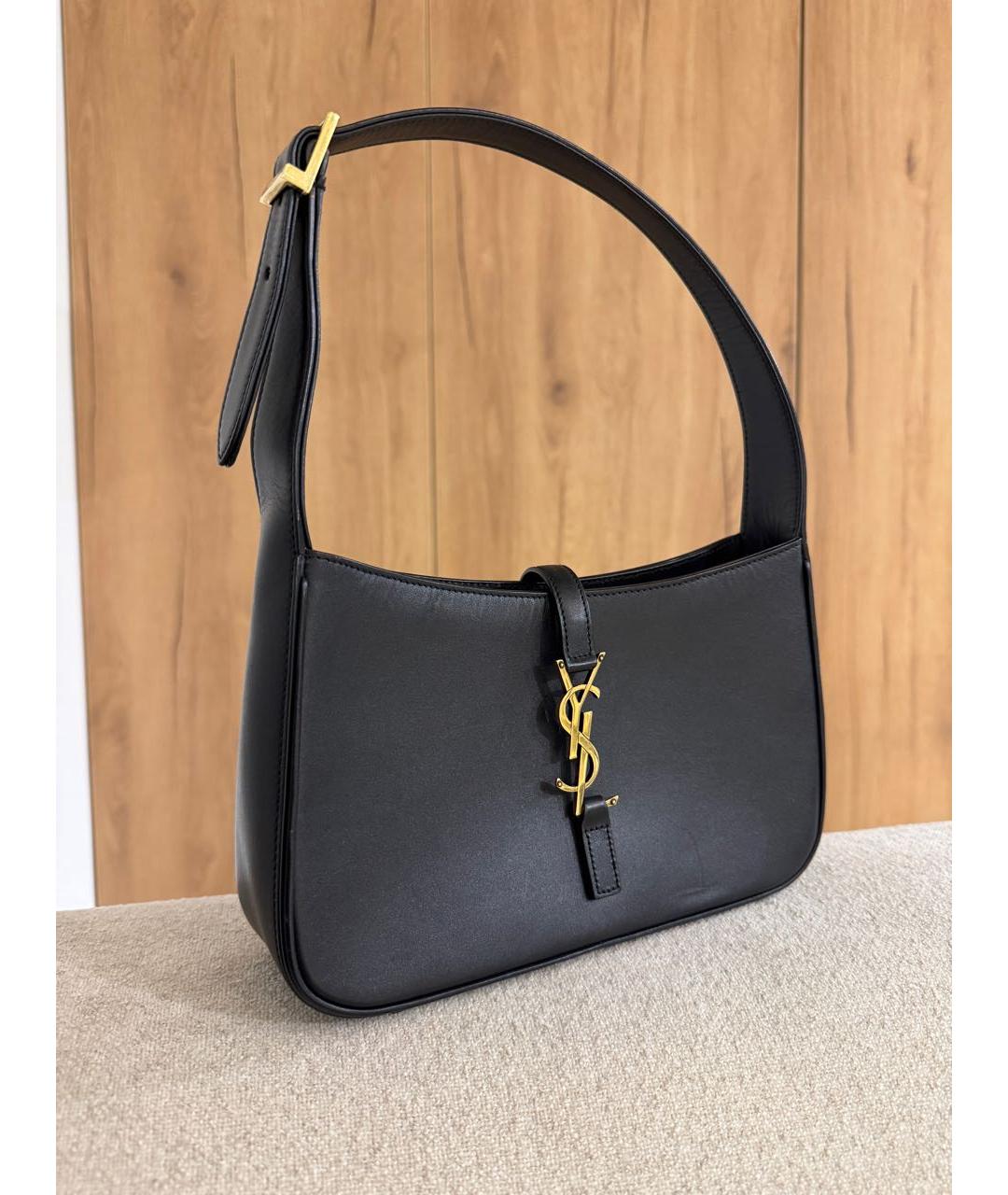 SAINT LAURENT Черная кожаная сумка с короткими ручками, фото 2