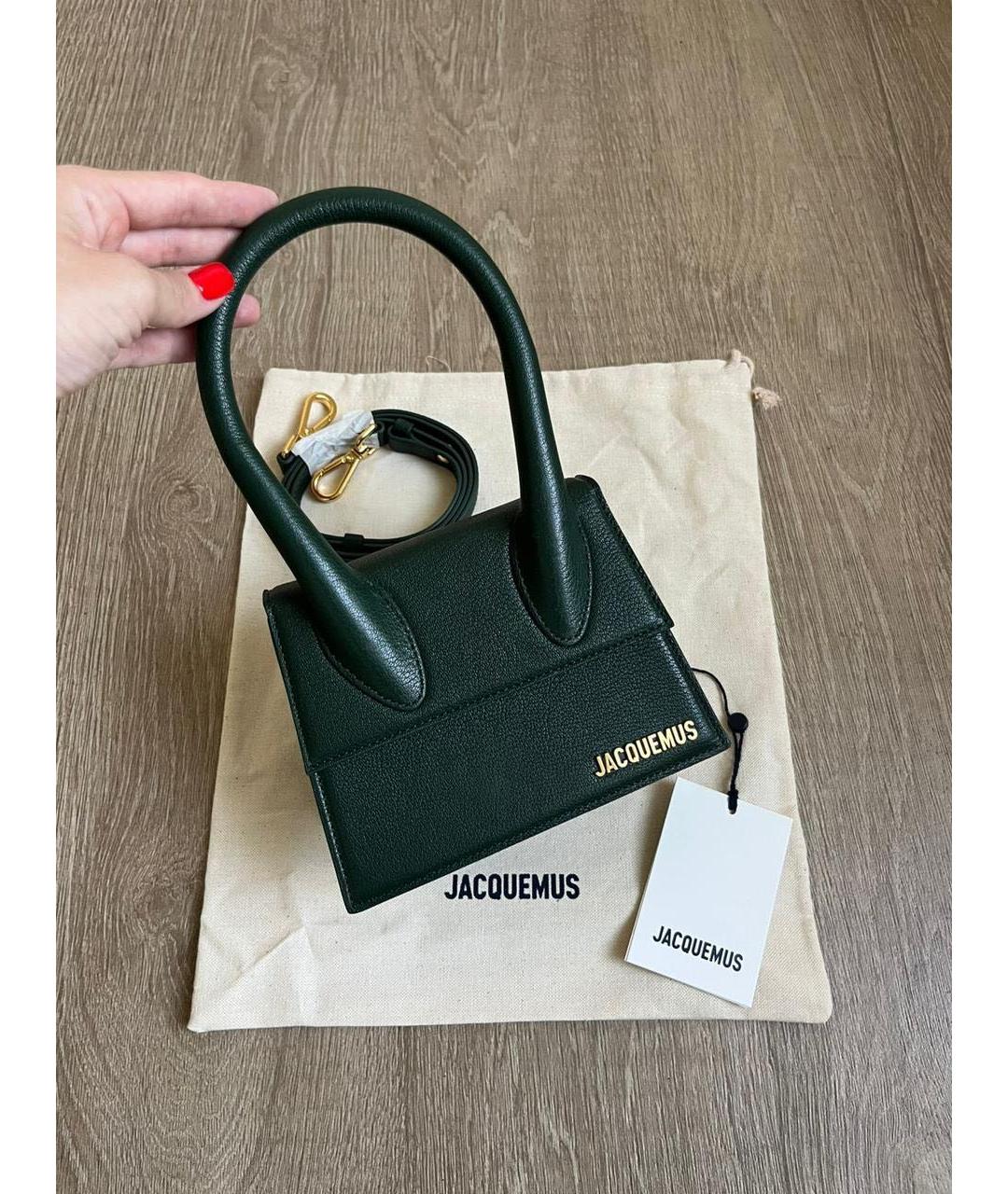 JACQUEMUS Зеленая кожаная сумка через плечо, фото 2