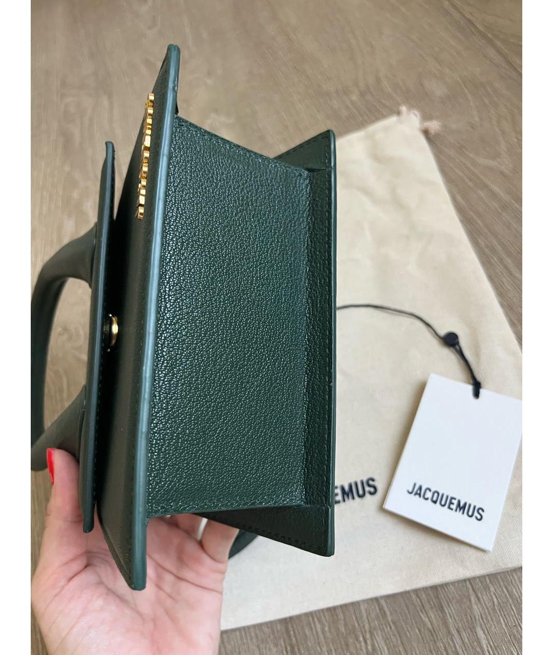 JACQUEMUS Зеленая кожаная сумка через плечо, фото 4