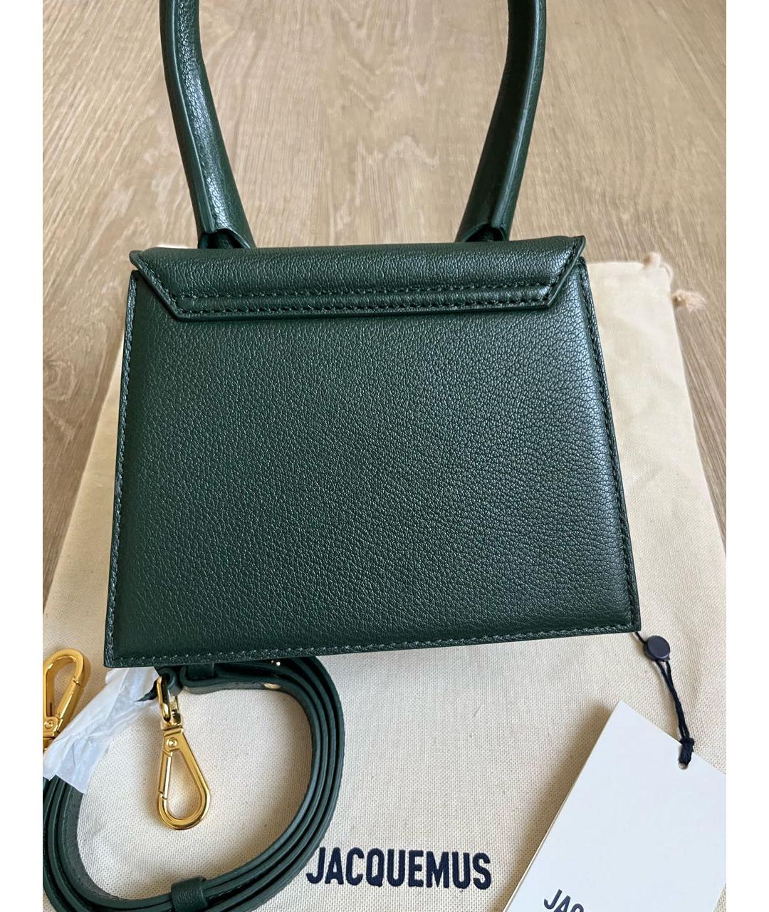 JACQUEMUS Зеленая кожаная сумка через плечо, фото 3