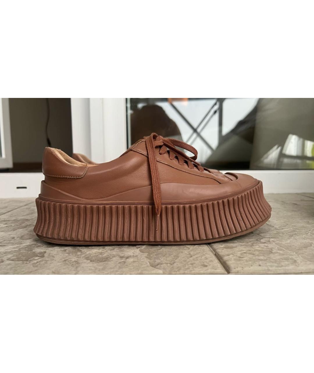 JIL SANDER Бежевые кожаные кеды, фото 7