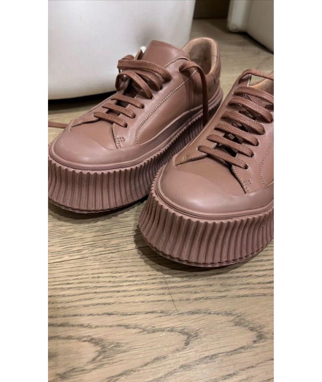 JIL SANDER Бежевые кожаные кеды, фото 2