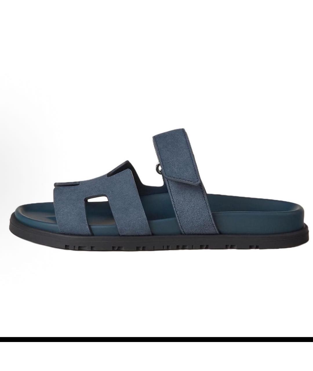 HERMES Синие замшевые сандалии, фото 3