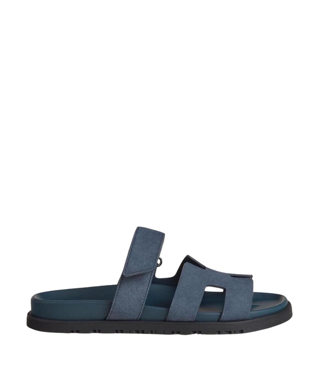 HERMES Синие замшевые сандалии, фото 1