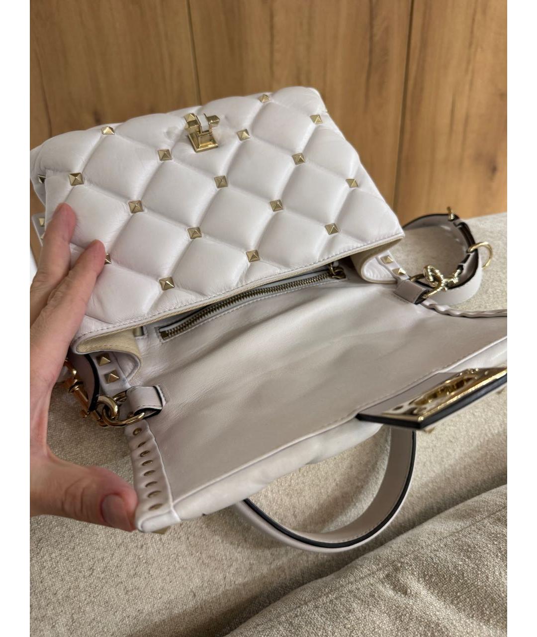 VALENTINO Белая кожаная сумка через плечо, фото 4