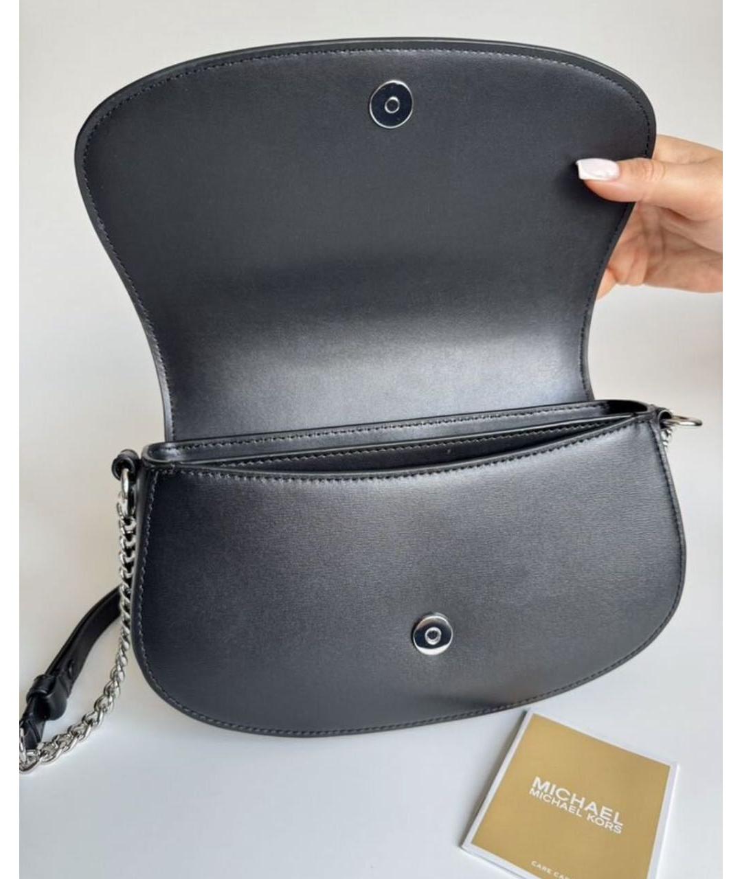 MICHAEL KORS Черная кожаная сумка через плечо, фото 5