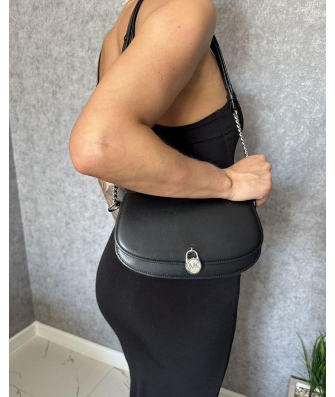 MICHAEL KORS Черная кожаная сумка через плечо, фото 7