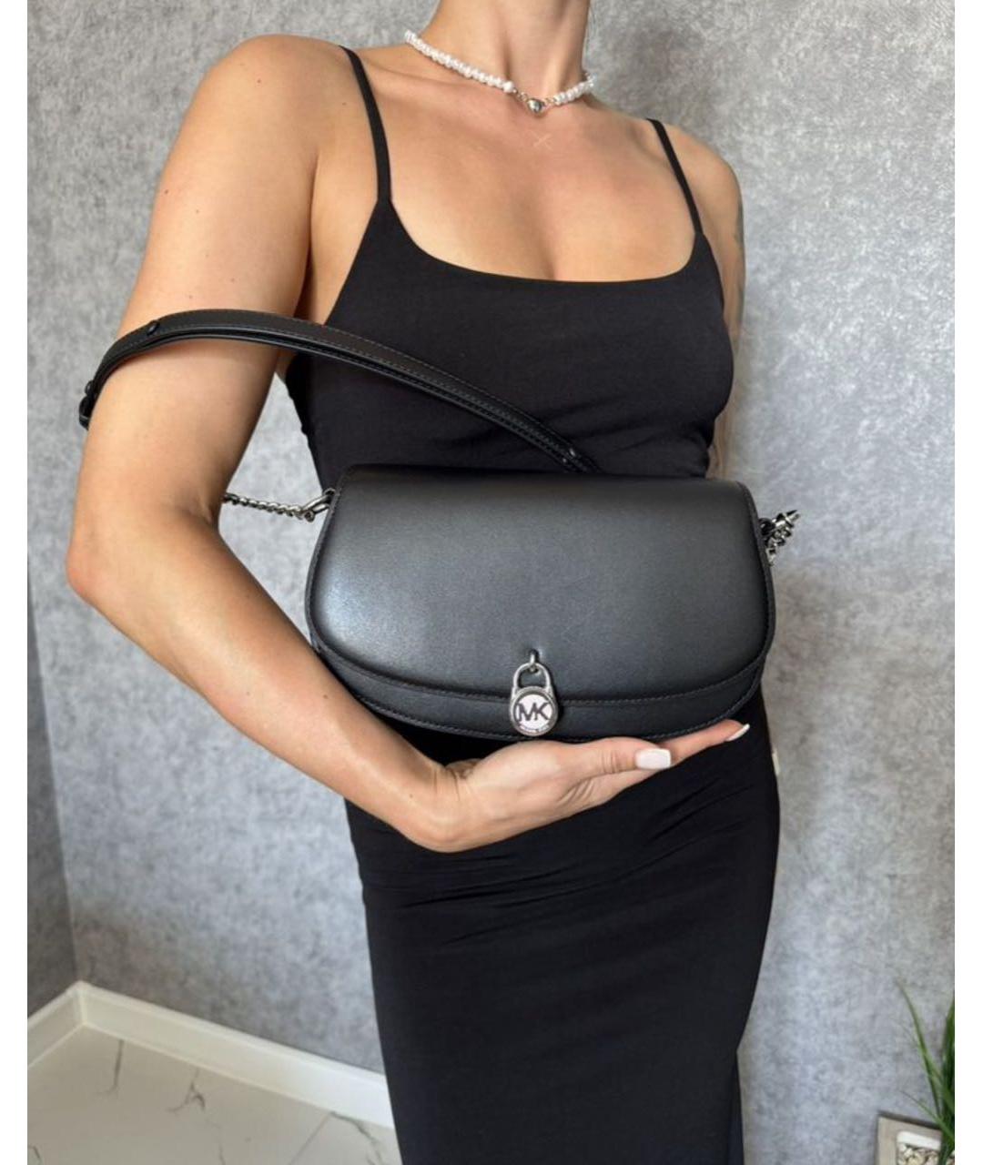 MICHAEL KORS Черная кожаная сумка через плечо, фото 8