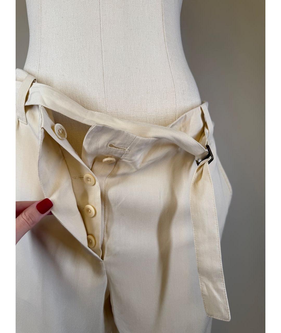 ANN DEMEULEMEESTER Бежевые вискозные прямые брюки, фото 7