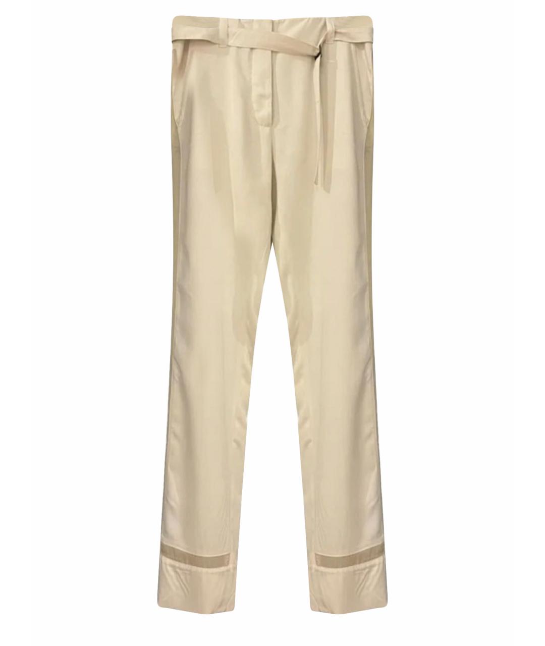 ANN DEMEULEMEESTER Бежевые вискозные прямые брюки, фото 1