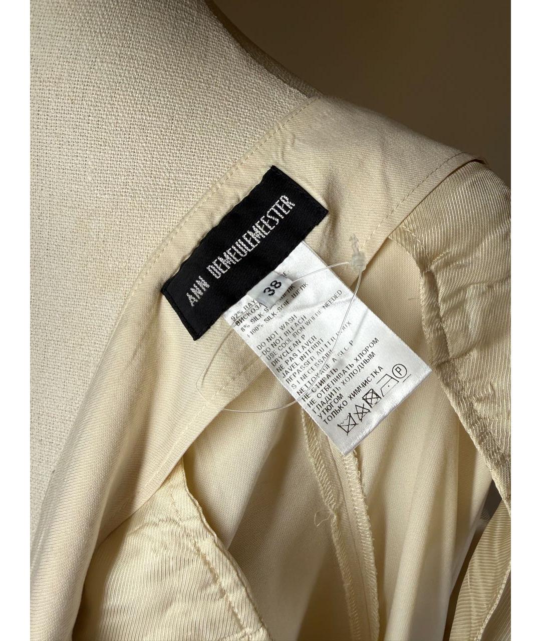 ANN DEMEULEMEESTER Бежевые вискозные прямые брюки, фото 8