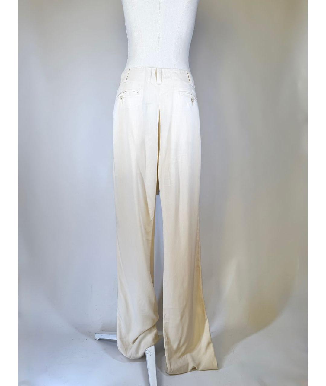 ANN DEMEULEMEESTER Бежевые вискозные прямые брюки, фото 6