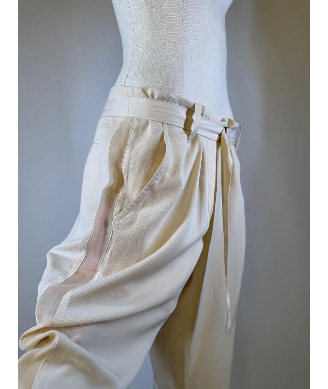 ANN DEMEULEMEESTER Бежевые вискозные прямые брюки, фото 3