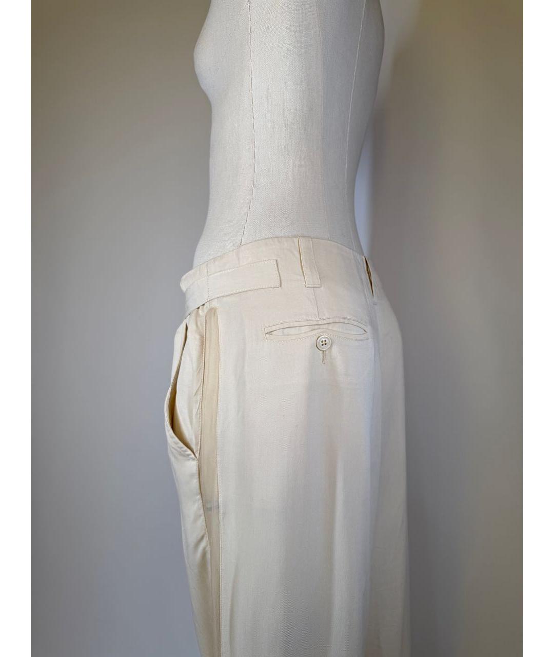 ANN DEMEULEMEESTER Бежевые вискозные прямые брюки, фото 5