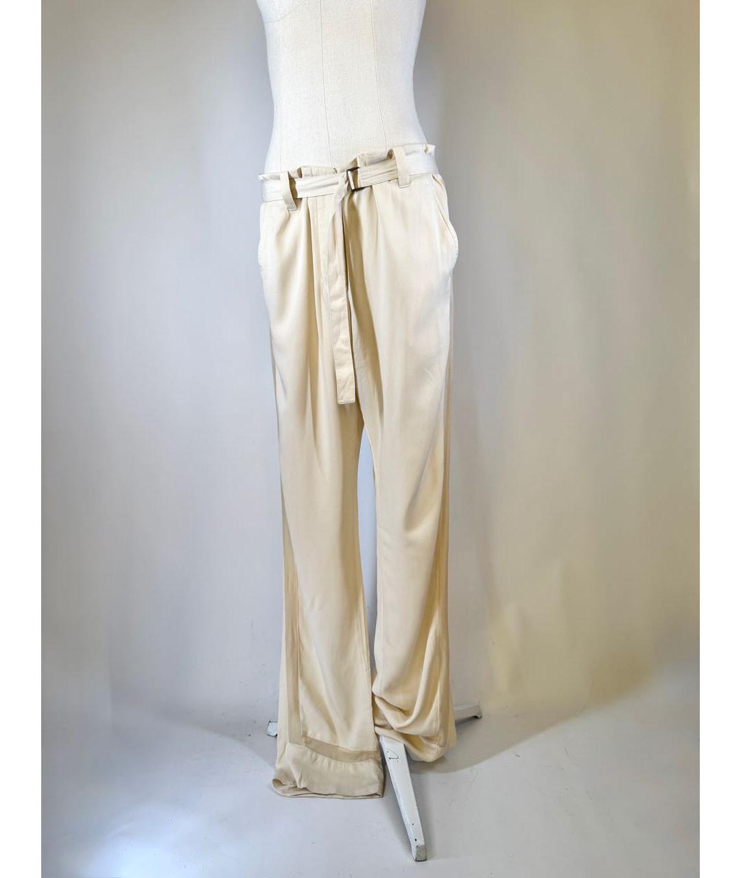 ANN DEMEULEMEESTER Бежевые вискозные прямые брюки, фото 9