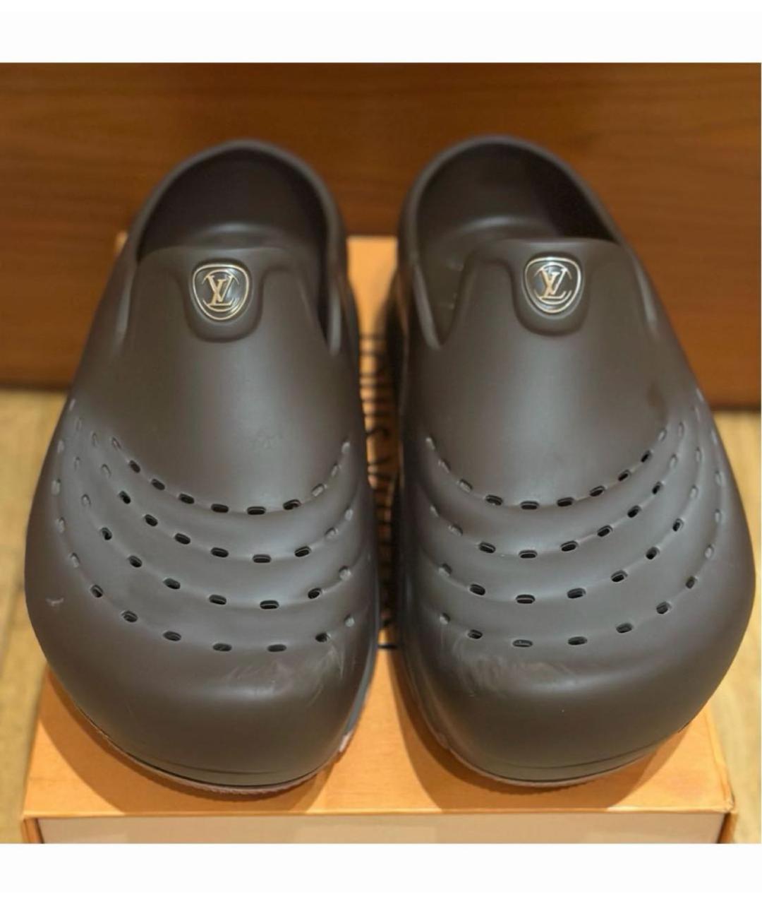 LOUIS VUITTON Хаки резиновые сандалии, фото 7