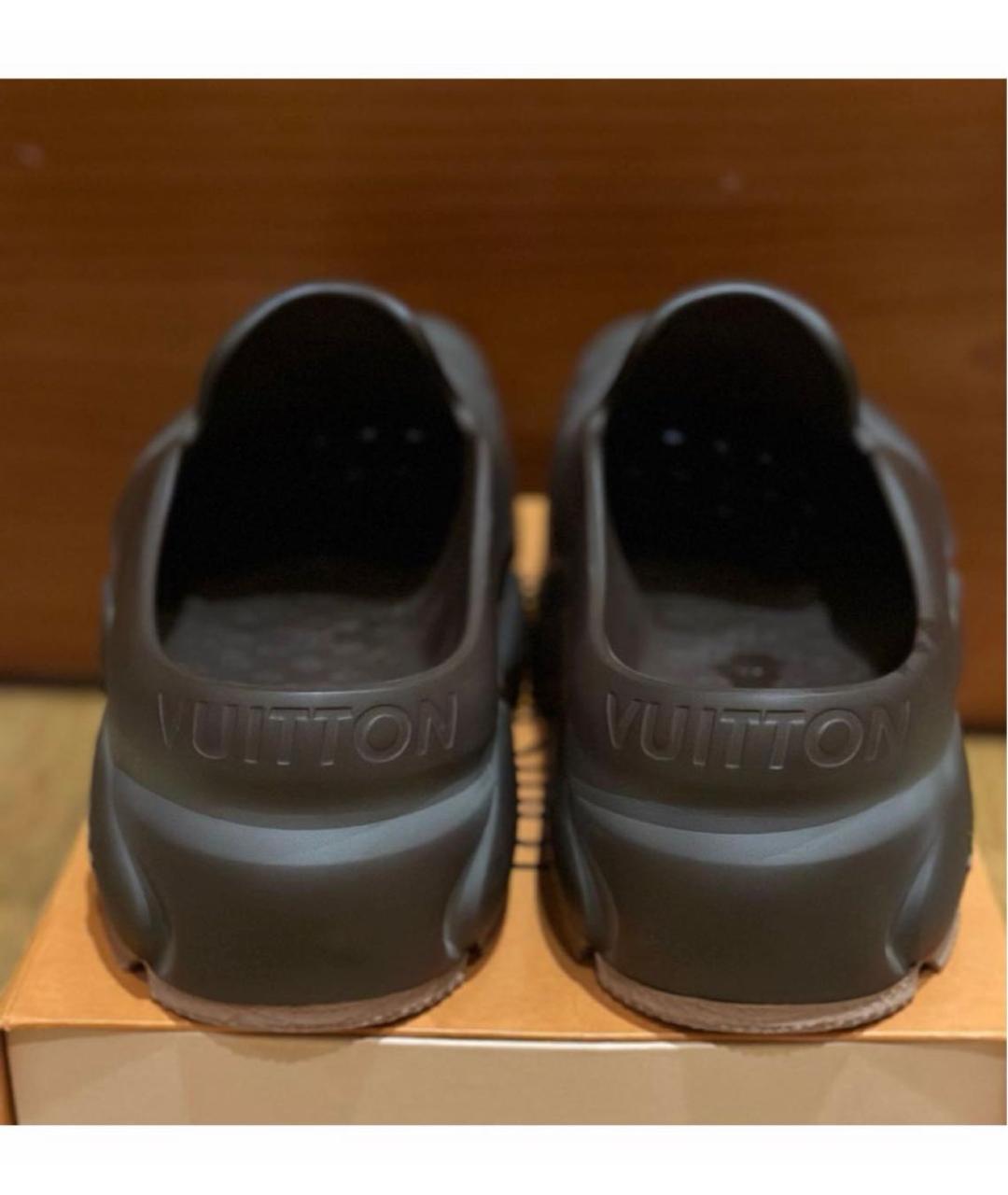 LOUIS VUITTON Хаки резиновые сандалии, фото 3