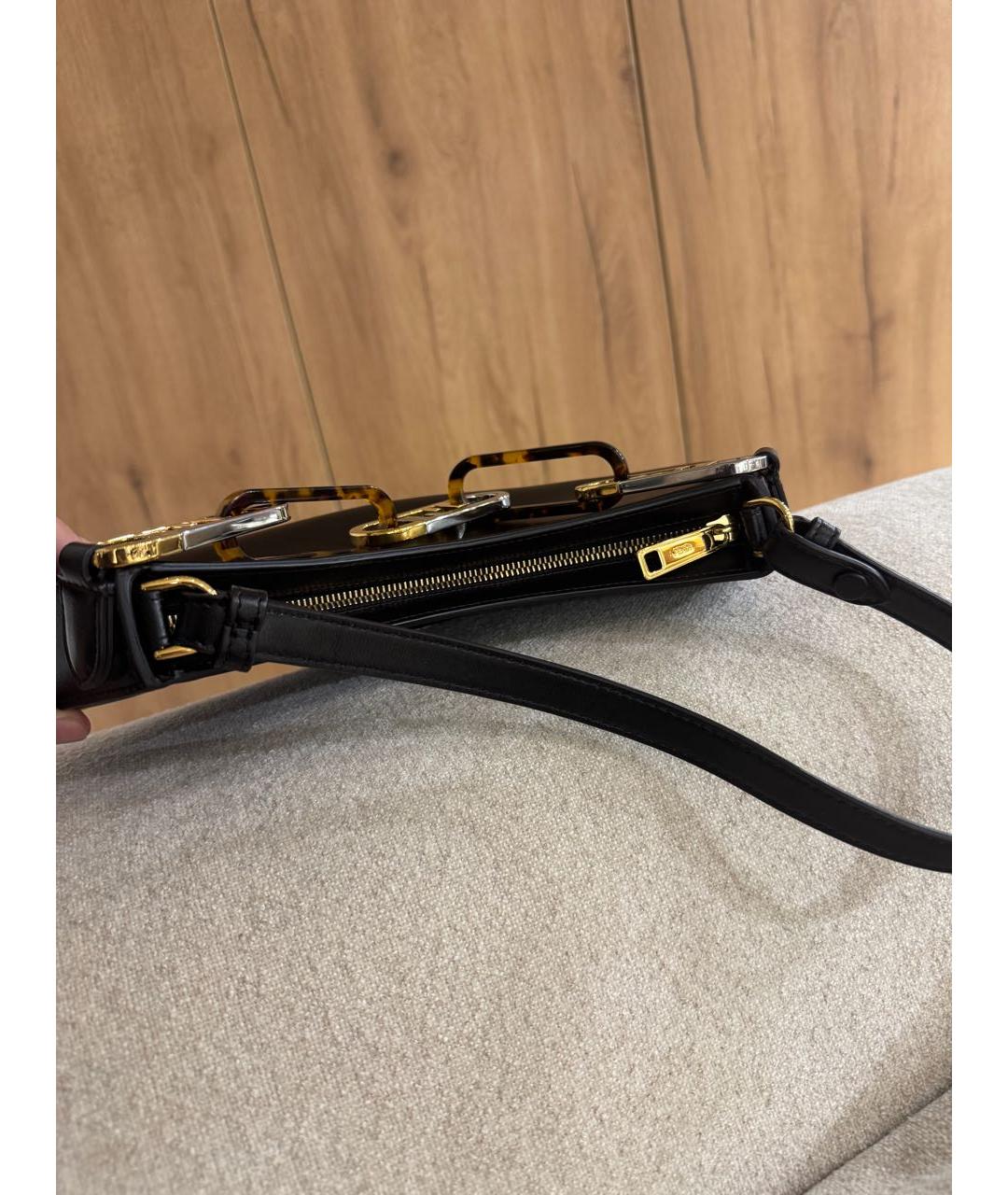 FENDI Черная кожаная сумка с короткими ручками, фото 4