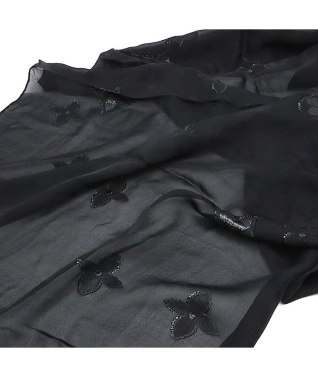 LOUIS VUITTON Черный шелковый платок, фото 2