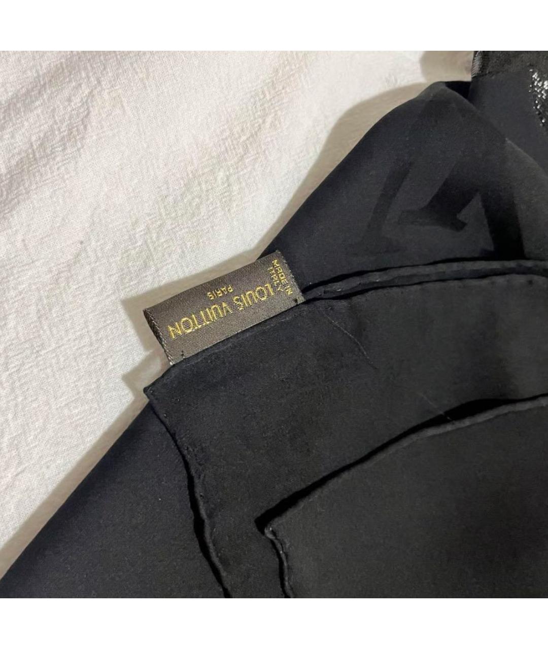 LOUIS VUITTON Черный шелковый платок, фото 3