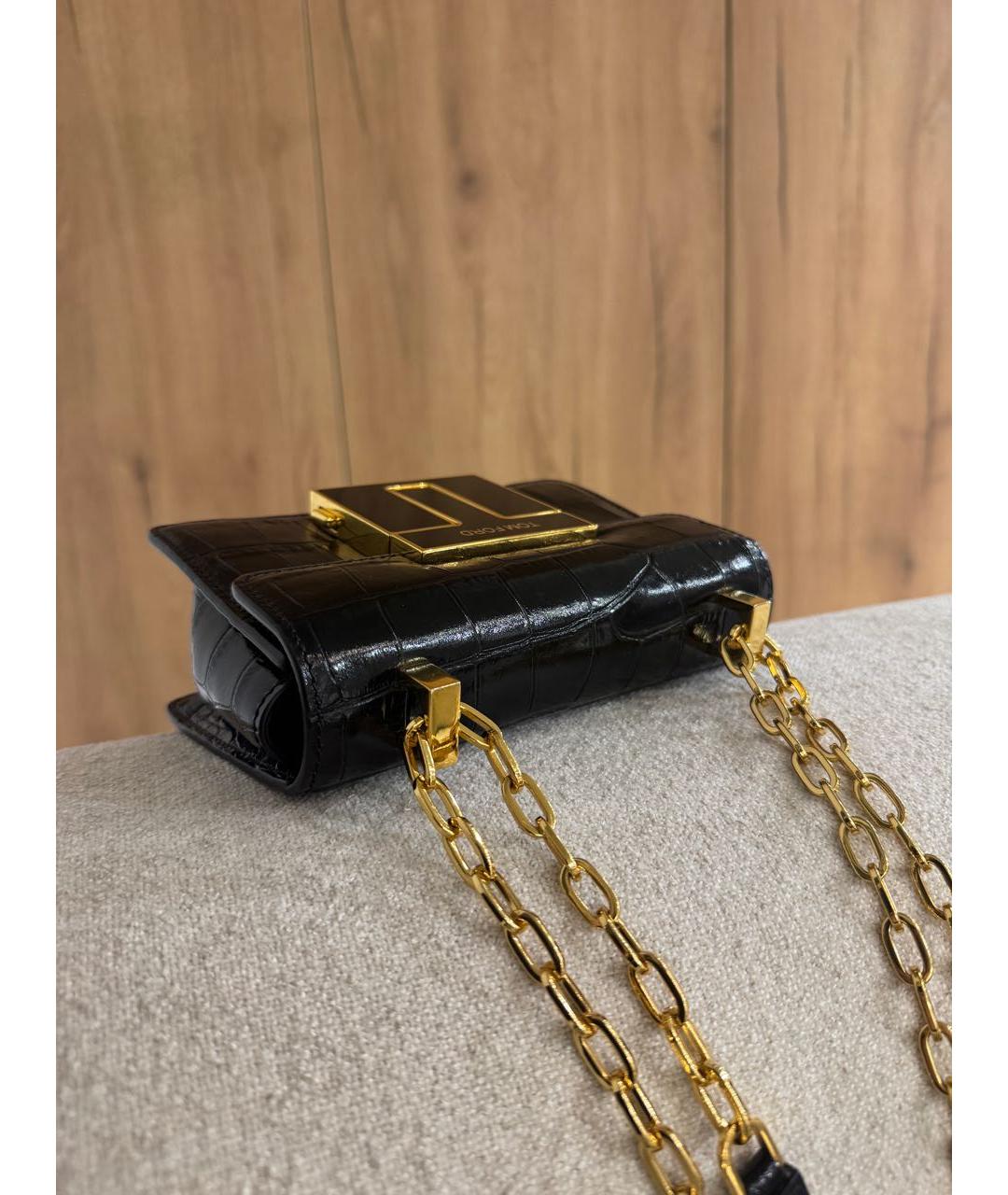 TOM FORD Черная кожаная сумка через плечо, фото 4