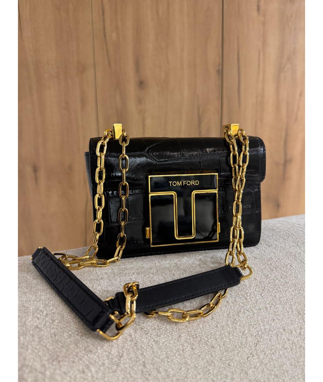 TOM FORD Черная кожаная сумка через плечо, фото 6