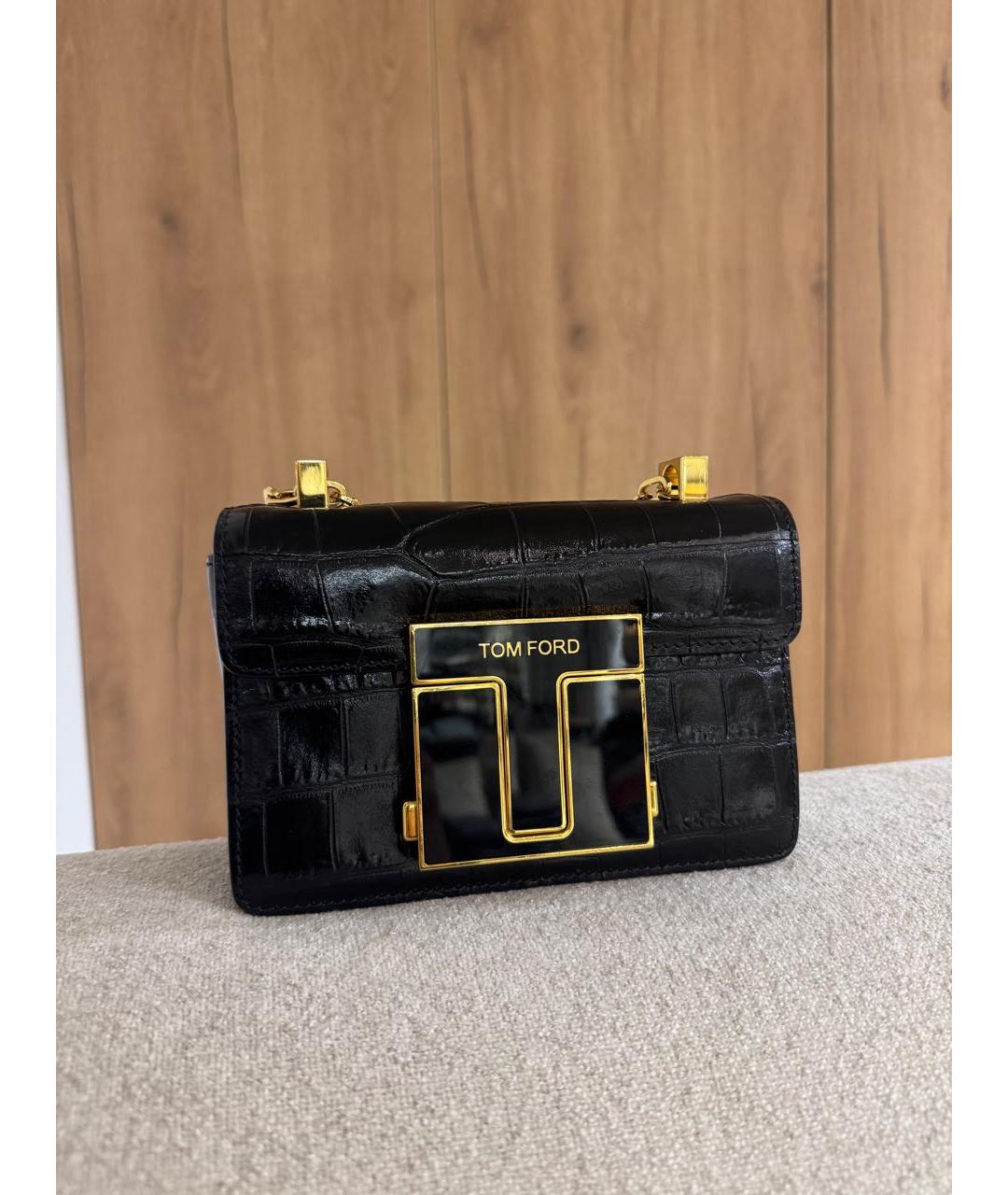 TOM FORD Черная кожаная сумка через плечо, фото 7