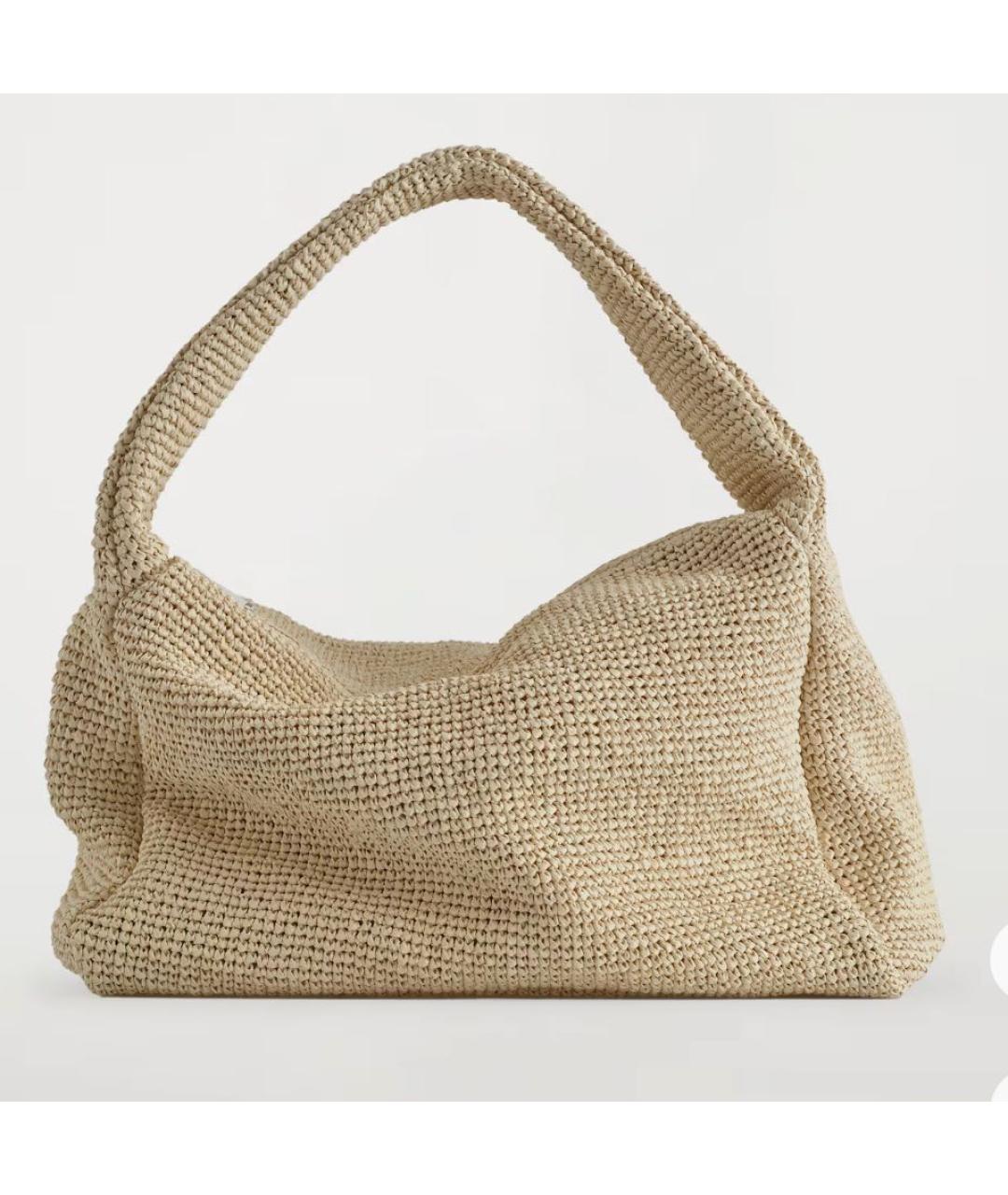 COS Бежевая пелетеная сумка с короткими ручками, фото 3