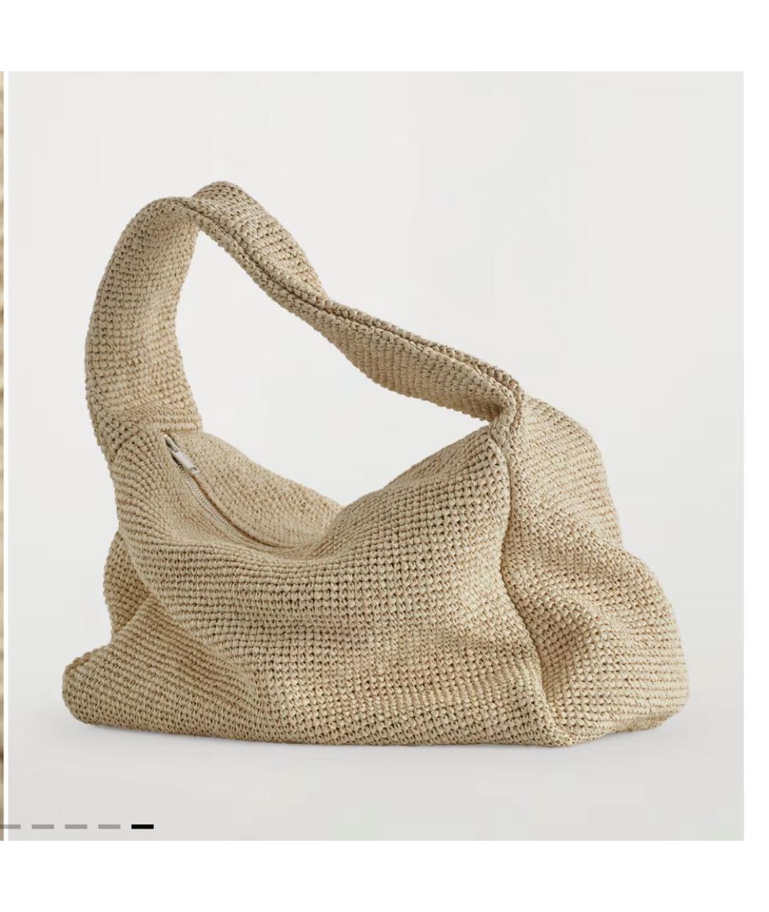 COS Бежевая пелетеная сумка с короткими ручками, фото 6
