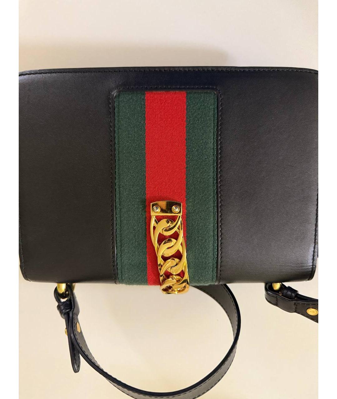 GUCCI Черная кожаная сумка через плечо, фото 6