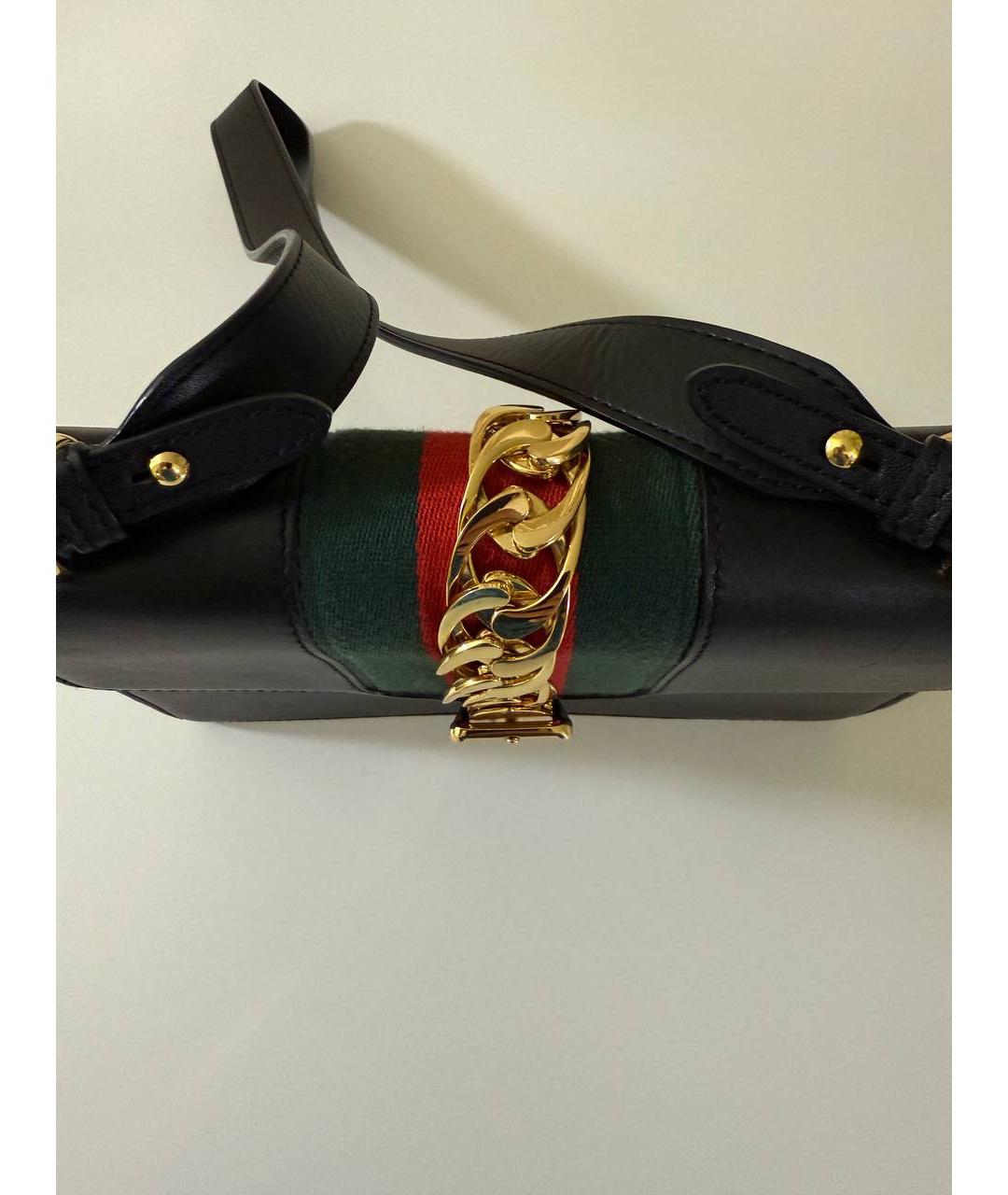 GUCCI Черная кожаная сумка через плечо, фото 3