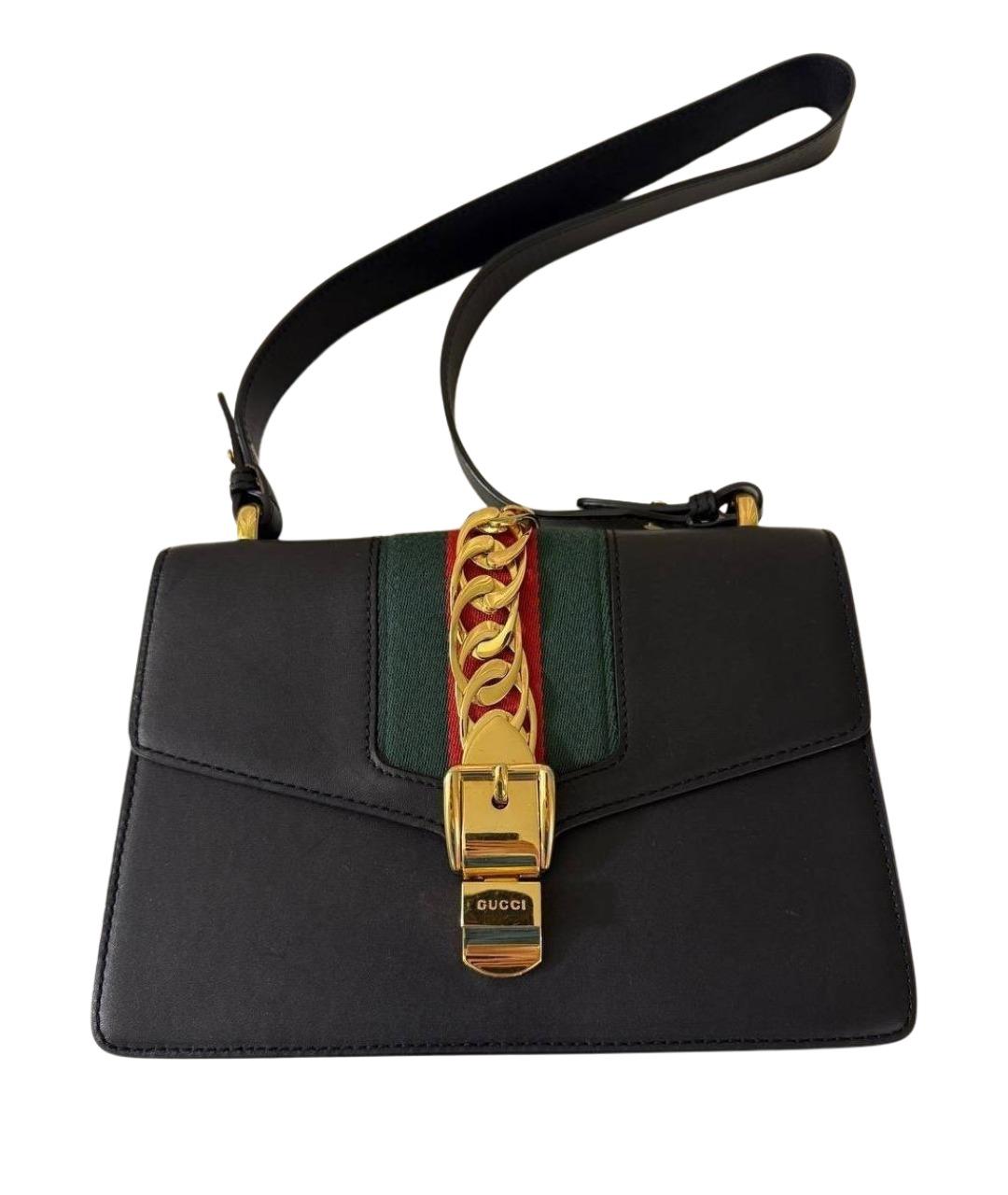 GUCCI Черная кожаная сумка через плечо, фото 1