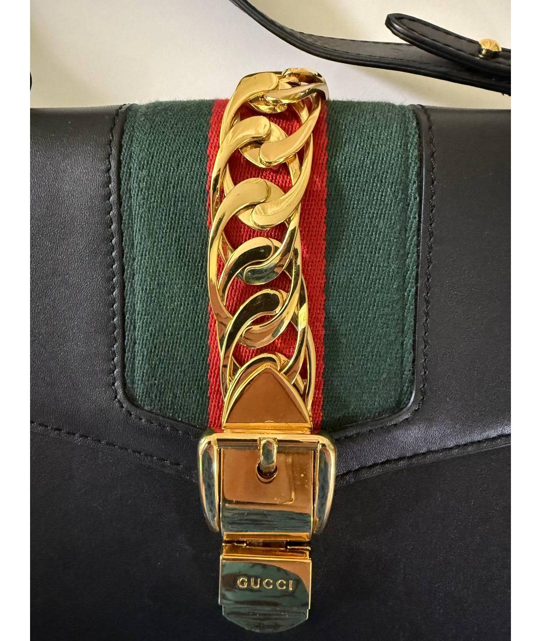 GUCCI Черная кожаная сумка через плечо, фото 8