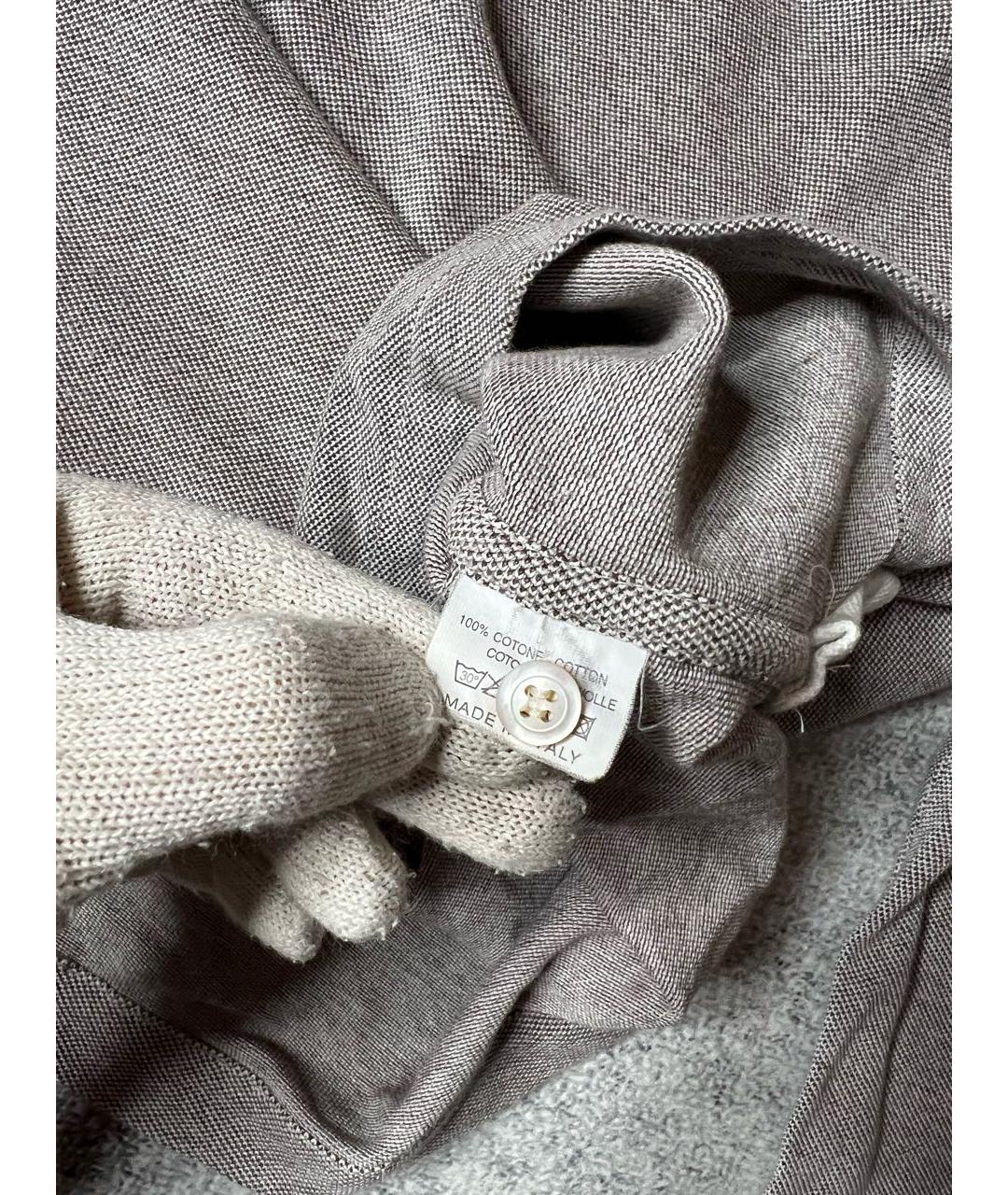 KITON Серое хлопковое поло с длинным рукавом, фото 6