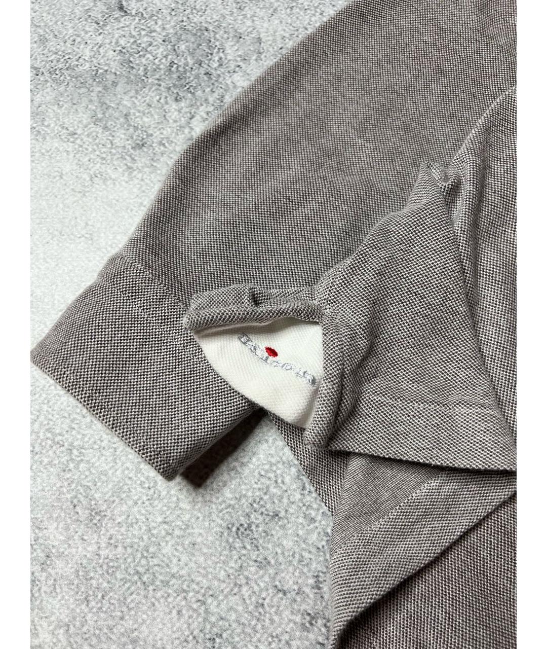 KITON Серое хлопковое поло с длинным рукавом, фото 5