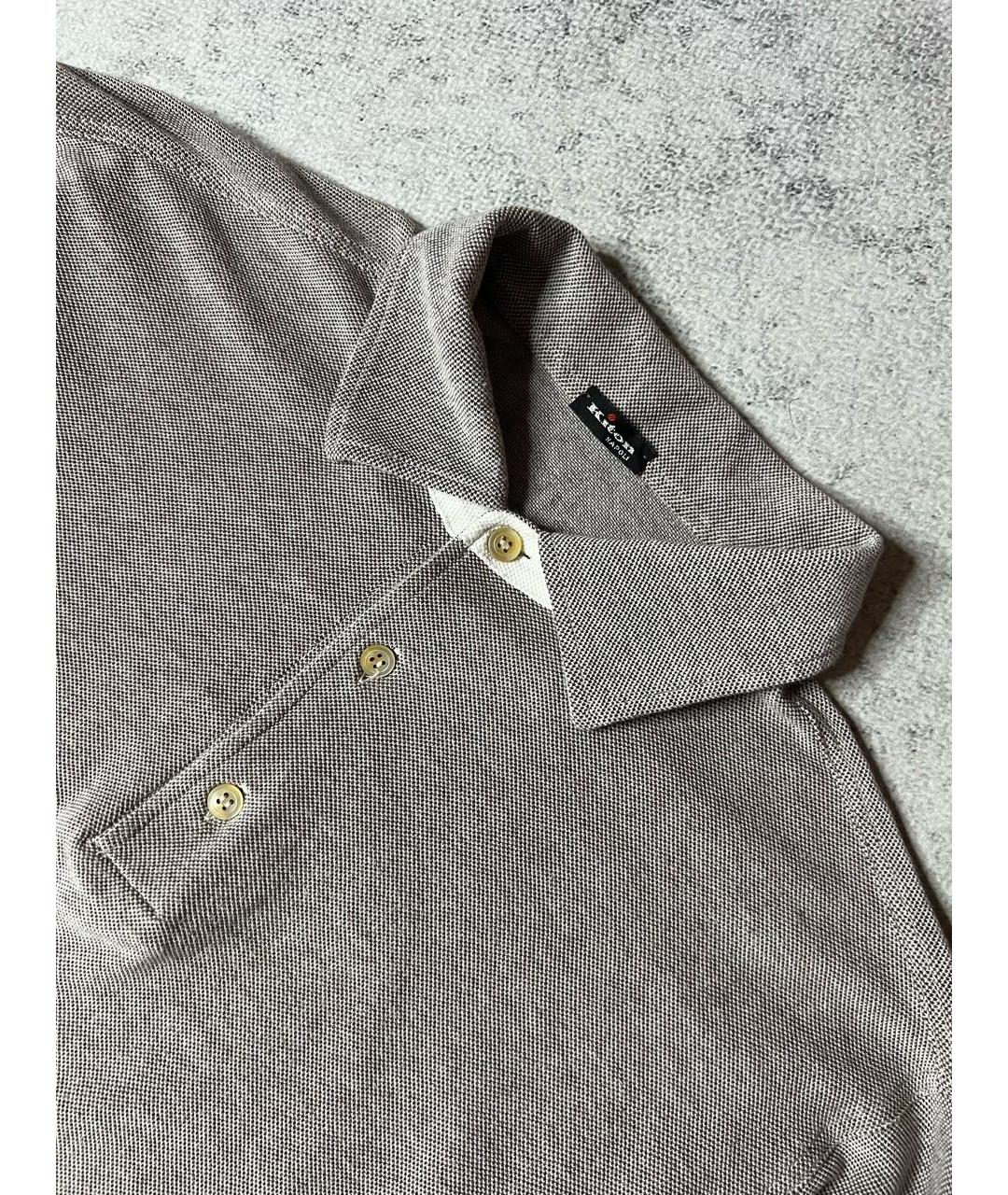 KITON Серое хлопковое поло с длинным рукавом, фото 3