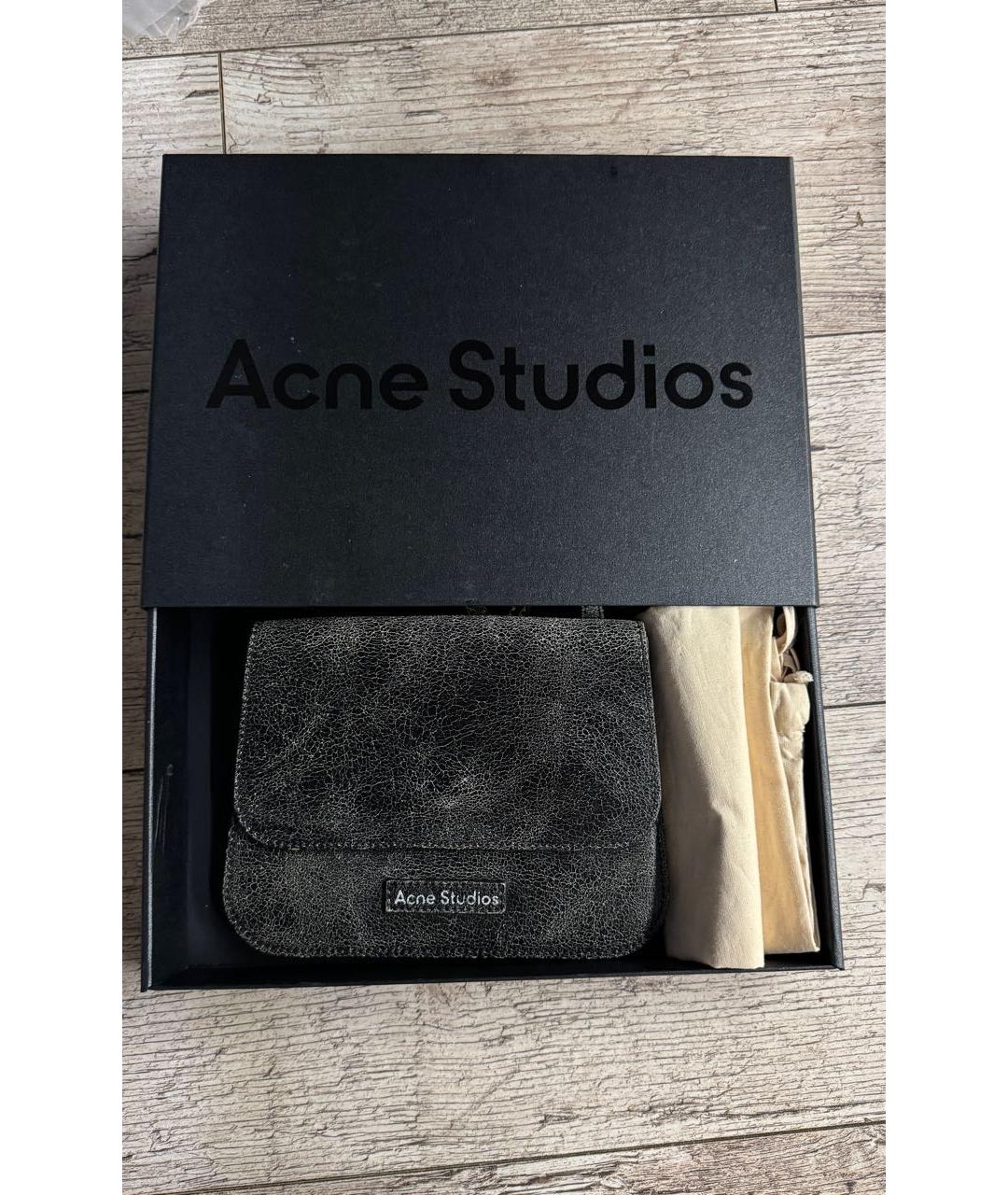 ACNE STUDIOS Серая кожаная сумка через плечо, фото 5