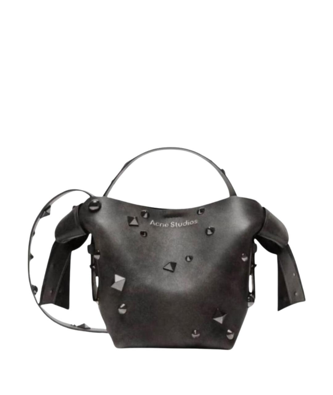 ACNE STUDIOS Черная кожаная сумка с короткими ручками, фото 9