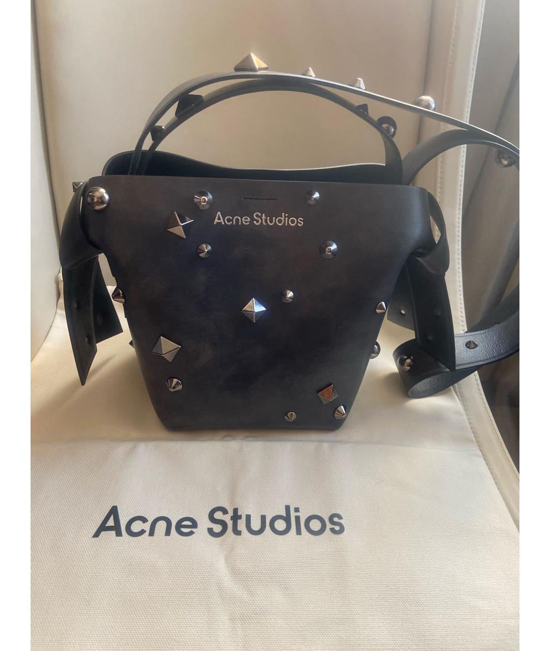 ACNE STUDIOS Черная кожаная сумка с короткими ручками, фото 7