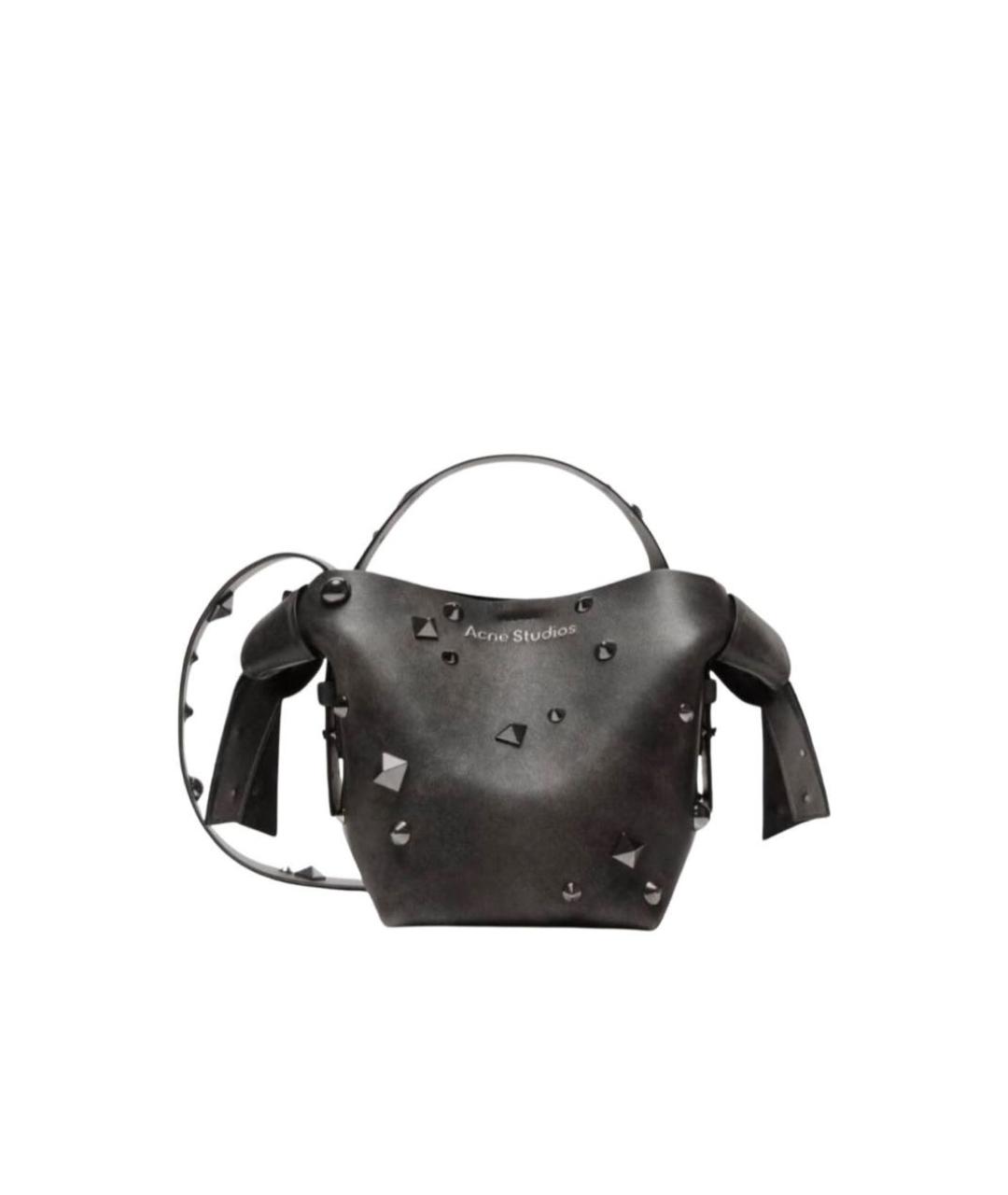 ACNE STUDIOS Черная кожаная сумка с короткими ручками, фото 8