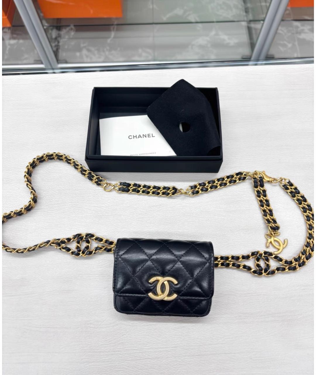 CHANEL Черная кожаная поясная сумка, фото 6