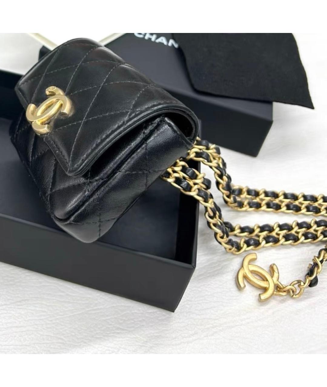 CHANEL Черная кожаная поясная сумка, фото 5