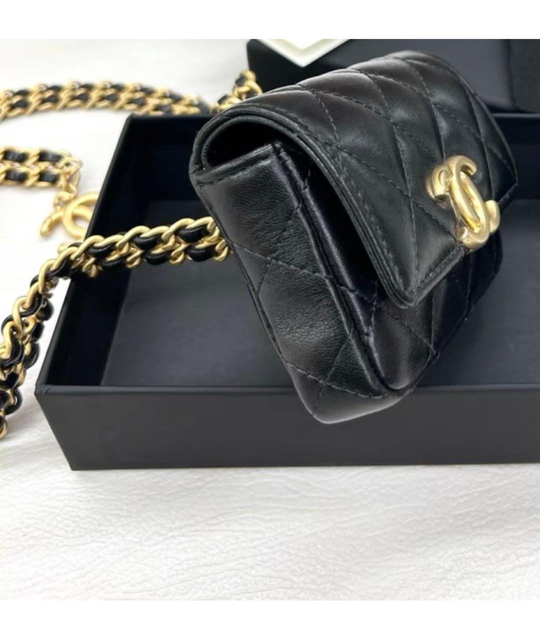 CHANEL Черная кожаная поясная сумка, фото 4