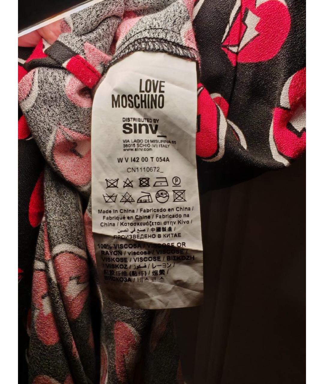 LOVE MOSCHINO Черное вискозное повседневное платье, фото 4