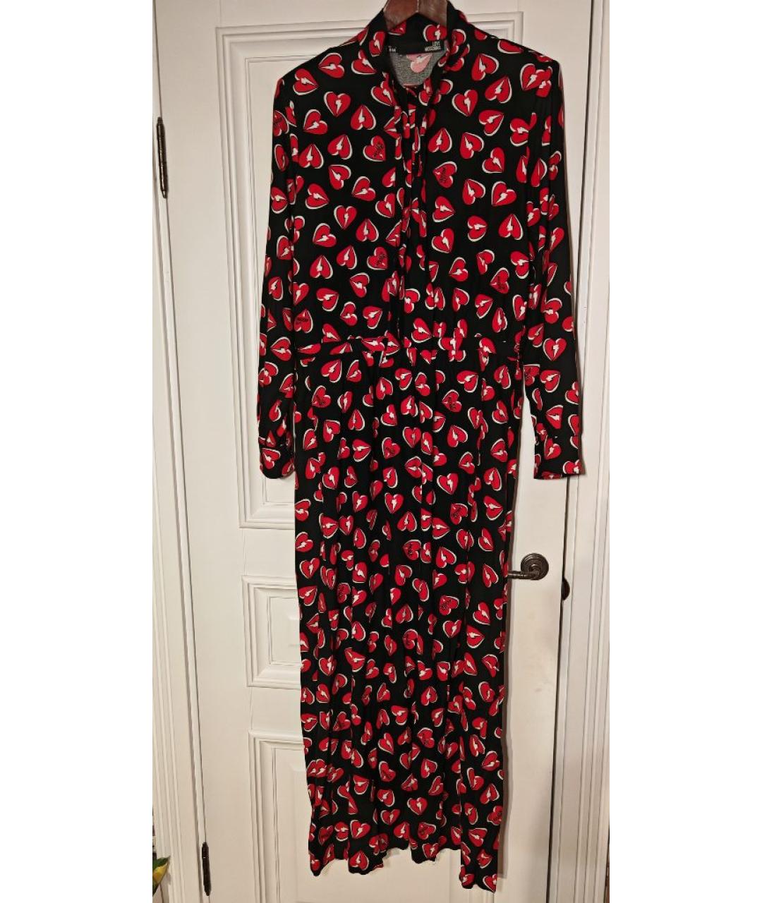 LOVE MOSCHINO Черное вискозное повседневное платье, фото 7