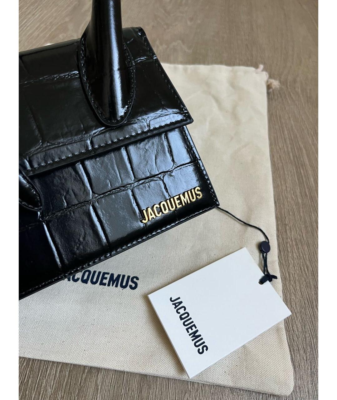 JACQUEMUS Черная кожаная сумка через плечо, фото 5