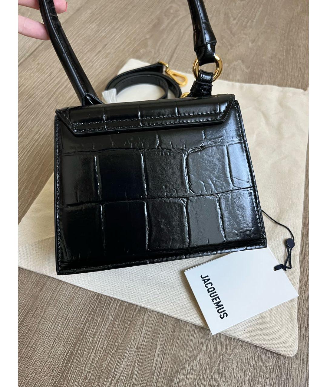 JACQUEMUS Черная кожаная сумка через плечо, фото 4