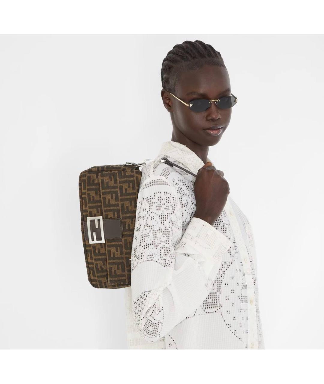 FENDI Черные металлические солнцезащитные очки, фото 2