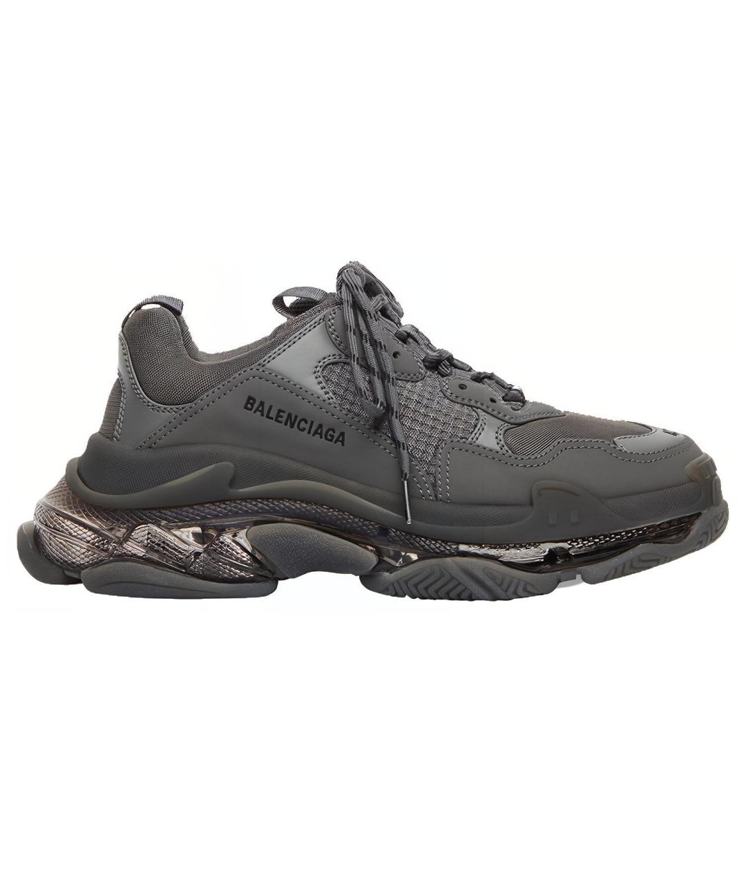 BALENCIAGA Серые текстильные низкие кроссовки / кеды, фото 1